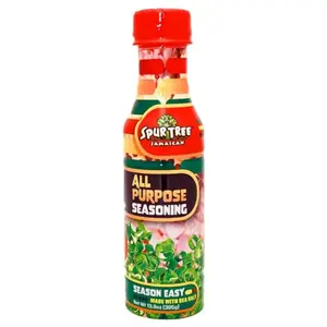 Spur Tree All Purpose Seasoning bottle with tropical background