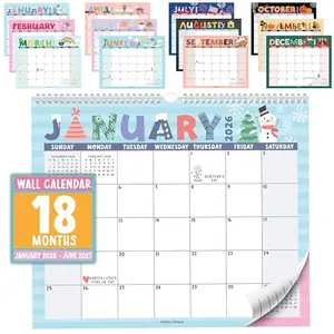 Hadley Designs 2026-2027 large spiral wall calendar for teachers