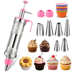 Hendiy dessert decorating syringe set with 6 tips and 9 silicone cups