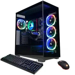 CyberPowerPC Gamer Xtreme VR gaming PC with tempered glass and custom RGB