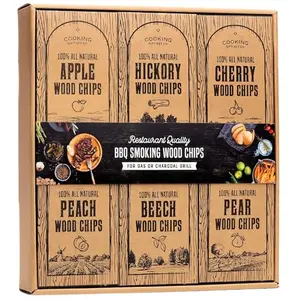 Cooking Gift Set 6 flavor large wood smoking chips variety pack