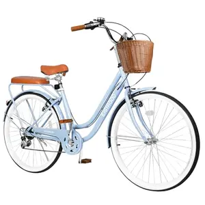 Blue EISYROOD cruiser bike with double-bar frame and basket