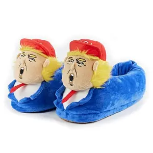 OoohGeez! funny Trump-shaped plush slippers with fuzzy lining and non-skid sole