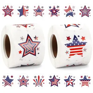 FEBSNOW patriotic star stickers two rolls with 12 different star patterns for envelope sealing