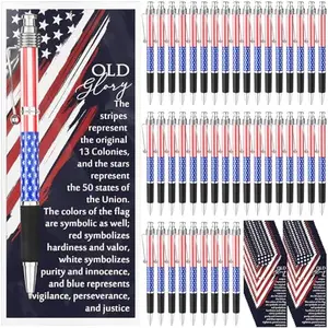 Motiskyy 100 sets of American flag pens and bookmarks with twist ties