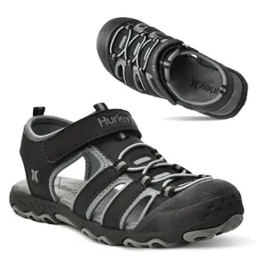 Hurley kids champ water sandals in black and grey