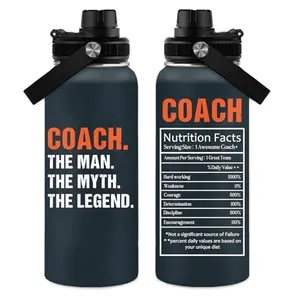 Insulated coach water bottle with witty quote in black