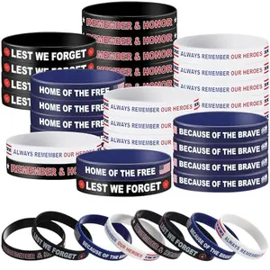 Watersay 100 piece Memorial Day silicone wristbands with soldier illustrations