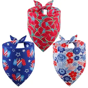 QUQULE 3-pack patriotic dog bandanas with six patterns