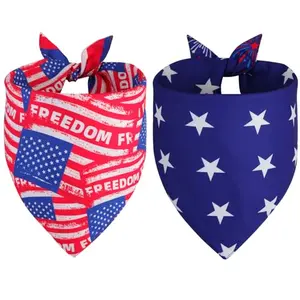 QUQULE budget-friendly patriotic dog bandanas with four patterns