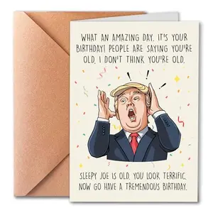 PTRUKD funny Trump birthday card with Sleepy Joe parody design