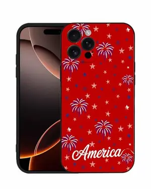 Roses Garden red star firework patriotic silicone iPhone 14 case