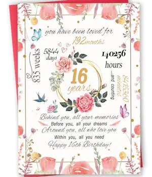 Floral design funny sweet sixteen card with red envelope