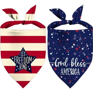 QIRUIMI adjustable patriotic dog bandana set