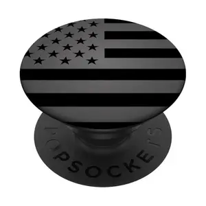 Black and gray American flag pop socket with distressed look