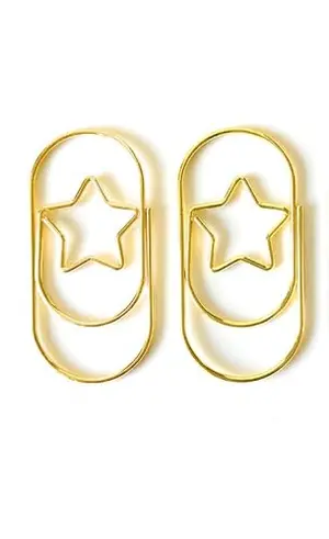 Fsfsjylyw jumbo 2-inch gold star paper clips, 100 pieces