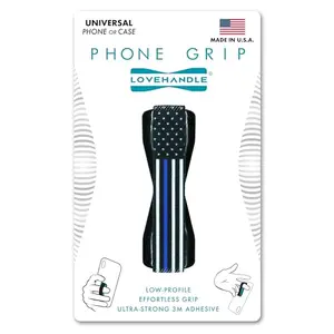 LOVEHANDLE Thin Blue Line Flag phone grip on back of phone