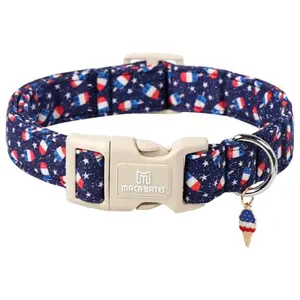 Maca Bates star popsicle patterned dog collar on small dog