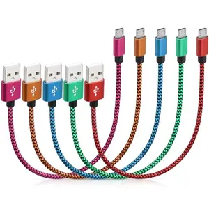 Smays 5-pack short micro USB cable 1ft multicolor braided