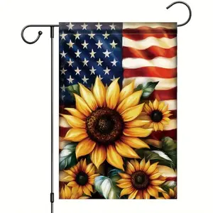 Saoplasa Patriotic Sunflower Garden Flag with vintage floral pattern