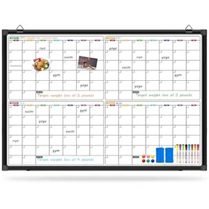 CALENBO 4-month dry erase calendar whiteboard, 36 x 24 inches, with black aluminum frame