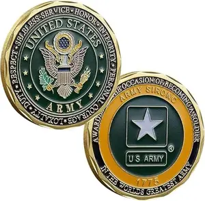 Gold plated US Army challenge coin with seal and logo