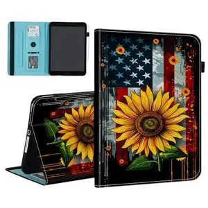 BFUKVOU sunflower American flag case with card slots for Tab S9