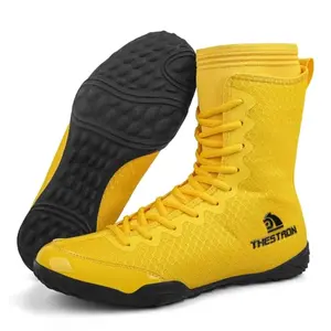 Yellow THESTRON high-top combat shoes with breathable mesh upper