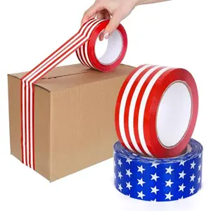 Two rolls of Whaline star and stripe patterned packing tape, 220 yards total