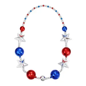 Cozypower jumbo red white and blue beaded necklace for teacher costume