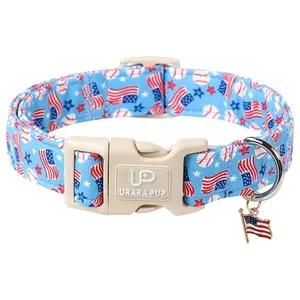 UP URARA PUP 4th of July Dog Collar with Baseball Design