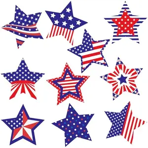Feifeiya double-sided star cutouts with American flag designs on a cork board