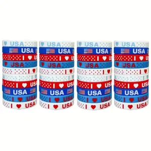 AbologyMera 40 piece red white and blue rubber bracelets for patriotic events