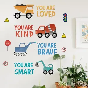 Runtoo Boho inspirational construction wall decals for kids room
