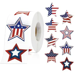 UnslQonds American flag star stickers roll of 500 pieces for budget-friendly order sealing