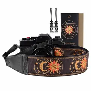 Padwa Lifestyle Helios Moon God embroidered camera strap on a DSLR