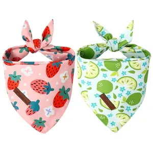 Two-pack of UP URARA PUP lime and strawberry cotton dog bandanas