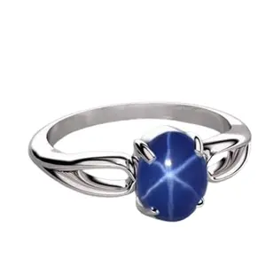 Vintage star engagement ring with genuine blue star sapphire in sterling silver, ideal for July 4th proposals