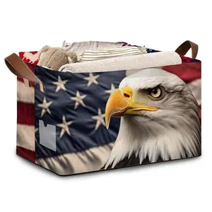 Mogifedc rectangular storage basket with eagle and American flag design