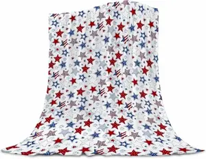 American flag baby blanket draped over a stroller