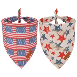 PTDECOR American Flag Dog Bandanas on small dog