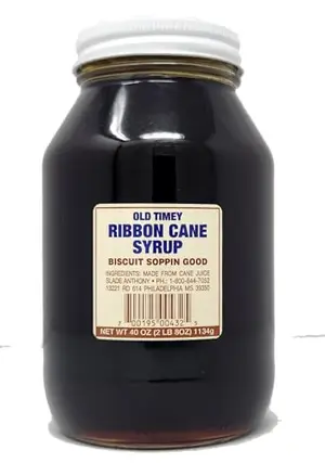 Old Timey ribbon cane syrup jar