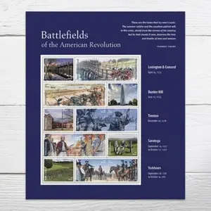 Battlefields of The American Revolution 2025 stamp sheet
