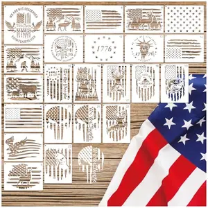 Yanroom 23-piece flag stencil set on white background