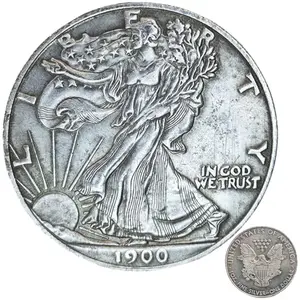 1900 Morgan Dollar replica with antique silver plating