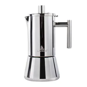 LAOION stainless steel 4-cup moka pot with classic silhouette