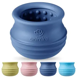 Animire blue silicone wobble treat-dispensing dog toy