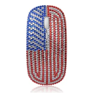 WONGS wireless mouse with crystal American flag design