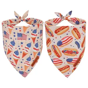 ADOGGYGO patriotic dog bandana with ice cream and hamburger designs