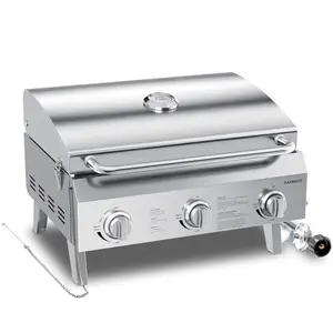 Raxmate 3-burner portable gas grill with stainless steel body